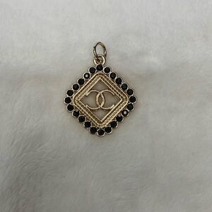 Authentic Chanel Rhinestone CC Zipper Pull Pendant Gold